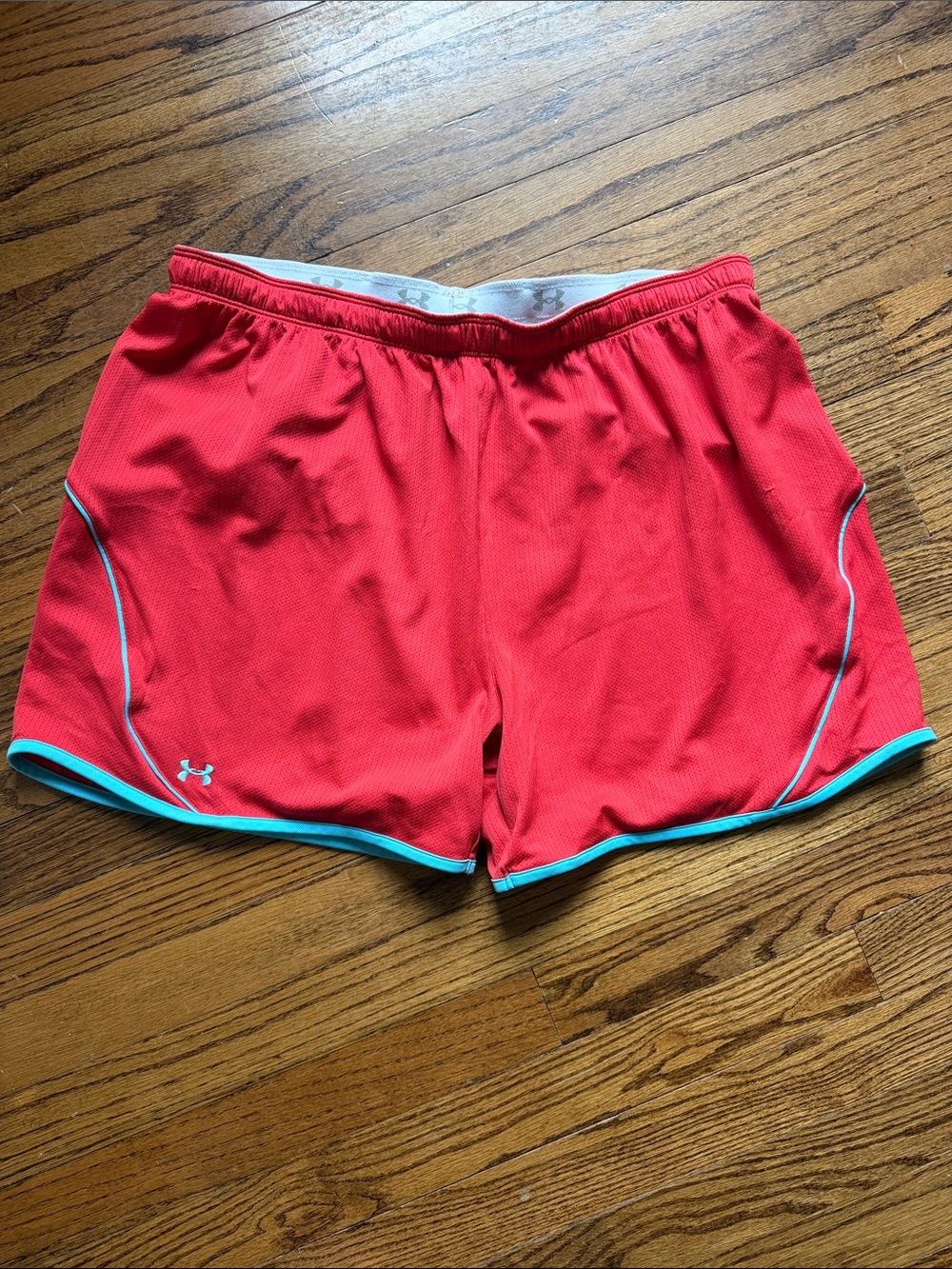 Under Armour Women’s Coral Athletic Shorts with Aqua Trim
